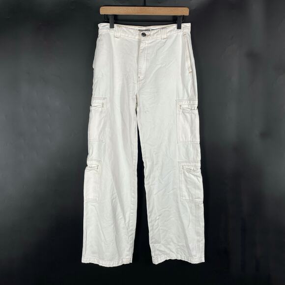 Hudson High-Rise‎ Welt Pocket Cargo Wide Leg Jean White Sz 24 - Picture 6 of 15